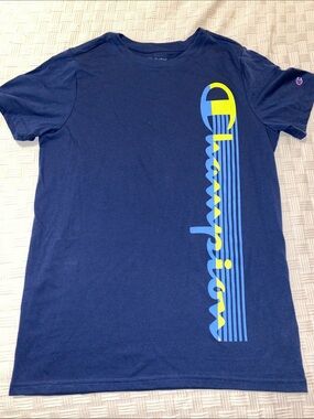 Champion  boy size 18/20 Navy Short-Sleeve Tee with Vertical Logo